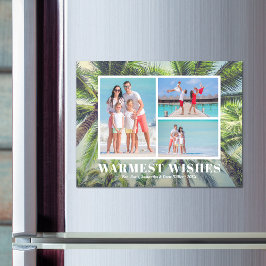Tropische palmbomen Kerst Foto Magnetische Kaart Uitnodiging