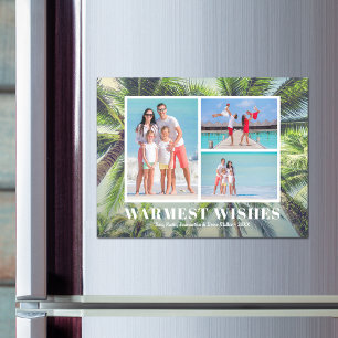 Tropische palmbomen Kerst Foto Magnetische Kaart Uitnodiging