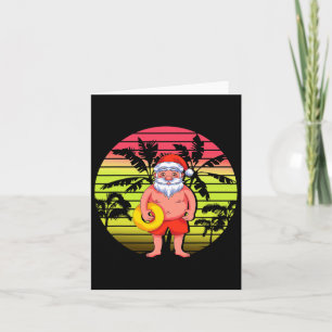 Tropische palmbomen Kerstman Zomer Kerstmis I Kaart