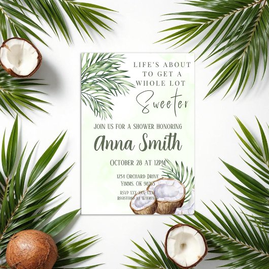 Tropische palmbomen kokosnoot douche uitnodiging