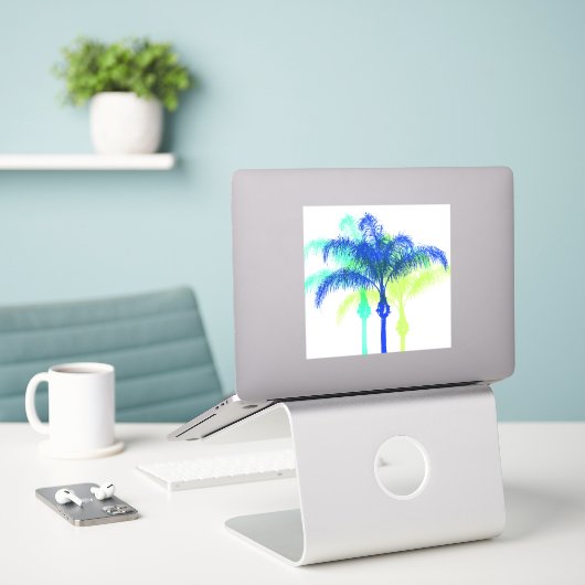 Tropische palmbomen Kunst Grote Sticker (Laptop op bureau)