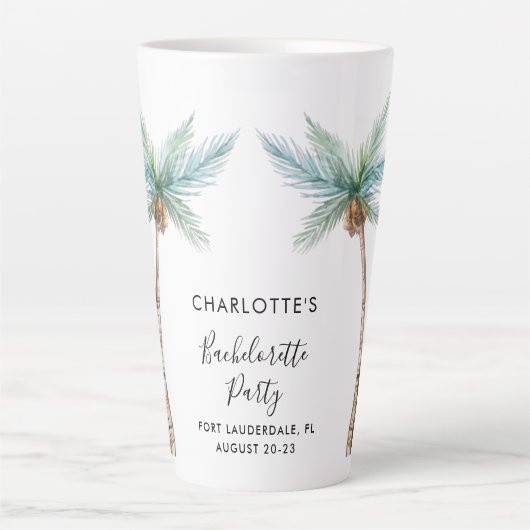 Tropische Palmbomen Kust Bachelorette Latte Mok (Voorkant)
