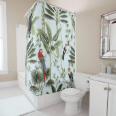 Tropische  palmbomen, liana, papegaai, douchegordijn (In situ)