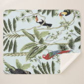 Tropische palmbomen, liana, papegaai, sherpa deken (Voorkant (horizontaal))