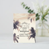 Tropische palmbomen & Lichten Cream Save Date Aankondigingskaart (Staand voorkant)