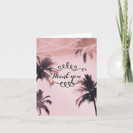 Tropische palmbomen & lichten Roze strand bedankt