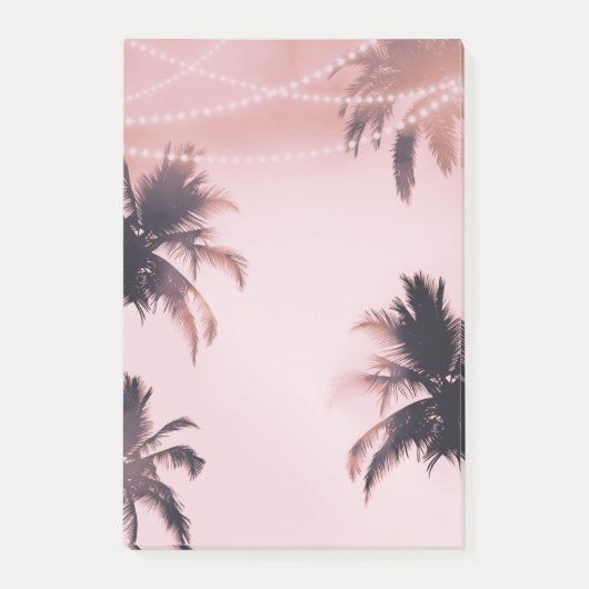 Tropische palmbomen & lichten roze strand strand post-it® notes (Voorkant)