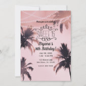 Tropische palmbomen & lichten Roze strand Sweet 16 Kaart (Voorkant)