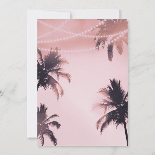 Tropische palmbomen & lichten Roze strand Sweet 16 Kaart (Achterkant)