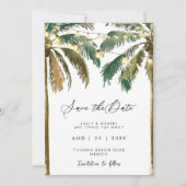 Tropische Palmbomen Lights Sla de Datumkaart op Bedankkaart (Voorkant)