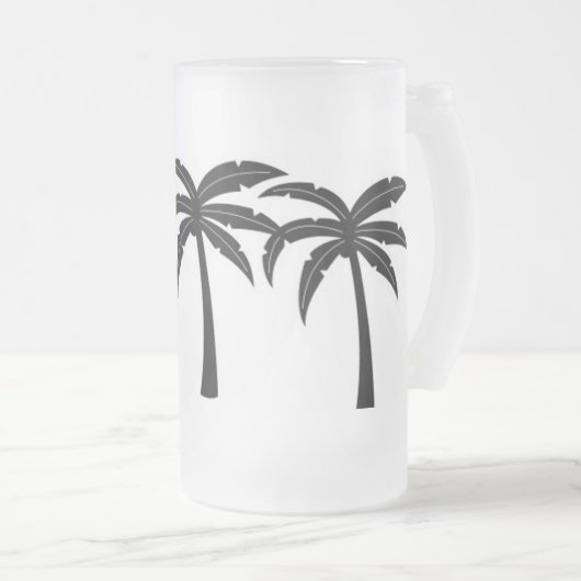 Tropische palmbomen matglas bierpul (Voorkant rechts)