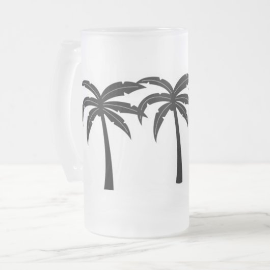 Tropische palmbomen matglas bierpul (Voorkant links)