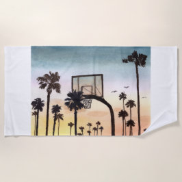 Tropische palmbomen met Basketball Hoop Strandlaken
