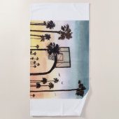 Tropische palmbomen met Basketball Hoop Strandlaken (Voorkant)