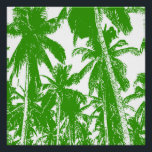 Tropische palmbomen met een pop-Art-stijl in groen Poster<br><div class="desc">Pop-Kunststijl Tropische palmbomen in groen en wit.</div>