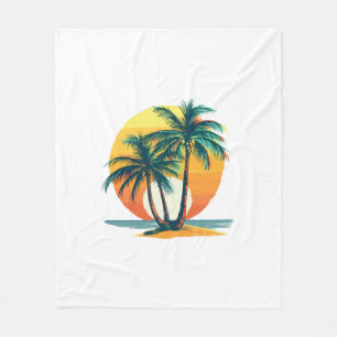 Tropische palmbomen met levendige zonsondergang fleece deken