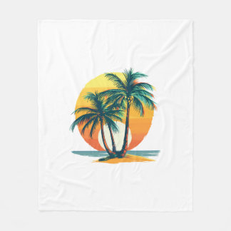 Tropische palmbomen met levendige zonsondergang fleece deken