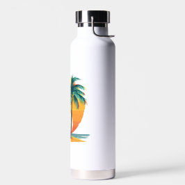 Tropische palmbomen met levendige zonsondergang waterfles