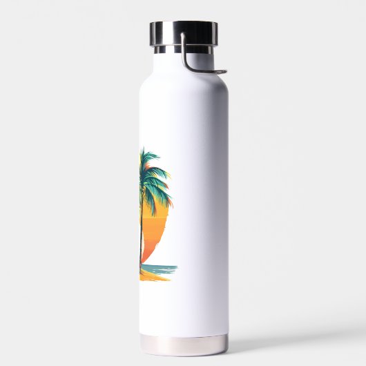 Tropische palmbomen met levendige zonsondergang waterfles (Links)