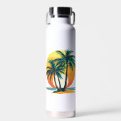 Tropische palmbomen met levendige zonsondergang waterfles (Voorkant)