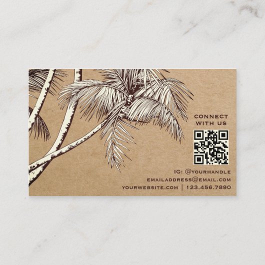 Tropische palmbomen met QR-code Visitekaartje (Achterkant)