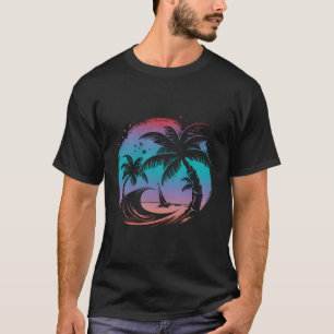 Tropische palmbomen met zeilboot Beach Island T-shirt