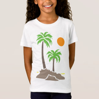 Tropische palmbomen met zon op een klein eiland is t-shirt