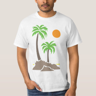 Tropische palmbomen met zon op een klein eiland is t-shirt