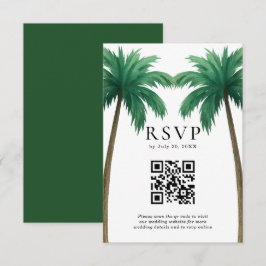 Tropische palmbomen Minimaal strandbruiloft QR-cod RSVP Kaartje