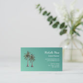 Tropische palmbomen Modern Blauwgroen Event Planne Visitekaartje (Staand voorkant)