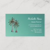 Tropische palmbomen Modern Blauwgroen Event Planne Visitekaartje (Voorkant)