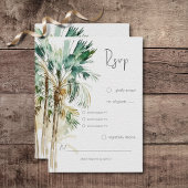 Tropische palmbomen Modern bruiloft diner RSVP Kaartje