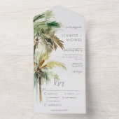 Tropische palmbomen Modern diner All In One Uitnodiging (Binnen)