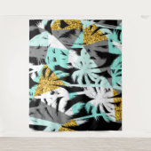 Tropische palmbomen modern geometrisch patroon wandkleed (Voorkant)