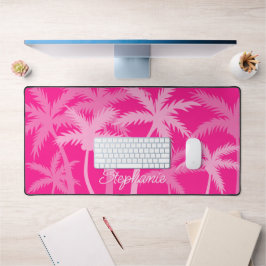 Tropische palmbomen Modern Pink Voeg Jouw naam toe Bureaumat