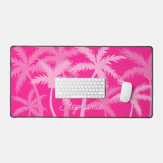 Tropische palmbomen Modern Pink Voeg Jouw naam toe Bureaumat (Keyboard & Muis)
