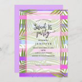 Tropische palmbomen modern roze violet 16 kaart (Voorkant / Achterkant)