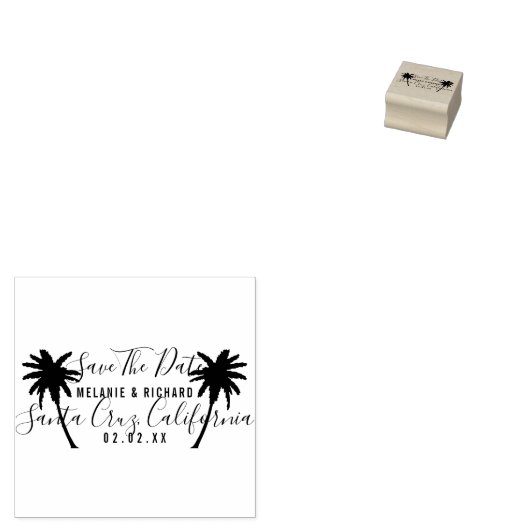 Tropische palmbomen | Modern Sla de datum bruiloft Rubberstempel (Gestempeld)