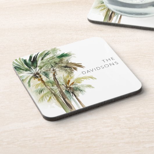 Tropische palmbomen Modern strand Bier Onderzetter (Linkerzijde)