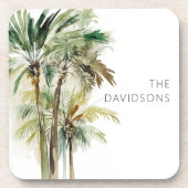 Tropische palmbomen Modern strand Bier Onderzetter (Voorkant)