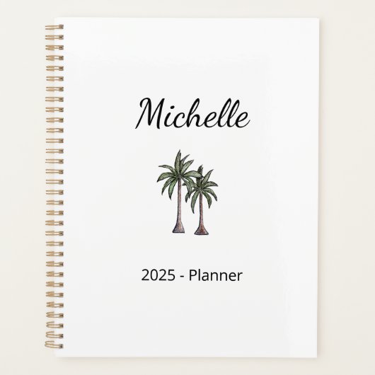 Tropische palmbomen Modern strand gepersonaliseerd Planner (Voorkant)