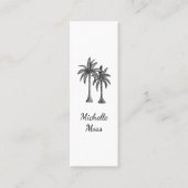 Tropische palmbomen Modern strand Zwart Wit Mini Visitekaartje (Voorkant)
