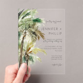 Tropische palmbomen moderne bruiloft acryl uitnodigingen (Insitu (Draagbaar))