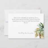 Tropische palmbomen moderne bruiloft bedankkaart (Achterkant)