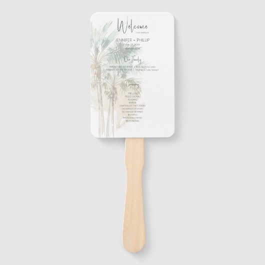 Tropische palmbomen moderne bruiloft handwaaier (Voorkant)