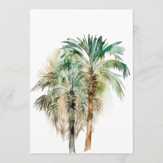 Tropische palmbomen moderne bruiloft menu (Achterkant)