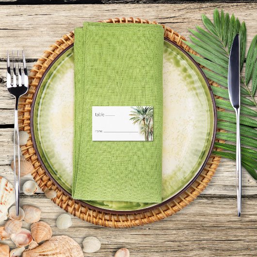 Tropische palmbomen moderne bruiloft plaatskaartje