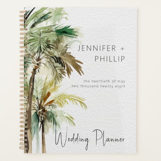 Tropische palmbomen moderne bruiloft planner (Voorkant)