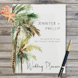 Tropische palmbomen moderne bruiloft planner<br><div class="desc">Volg al je afspraken en speciale datums bij deze trouwplanner. Dit ontwerp bevat een groep prachtige tropische groene en bruine waterverf palmbomen op een getextureerde witte waterverf achtergrond. Ideaal voor een strand of een bestemming bruiloft. Het maakt deel uit van de Tropische Palm Trees Modern Wedding Suite gemaakt door Eenvoudig...</div>