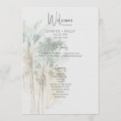 Tropische palmbomen moderne bruiloft programmakaart (Voorkant)